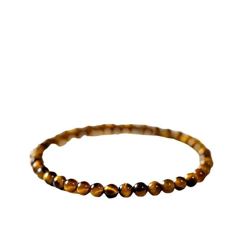 Chinese style geometric tigereye stone bracelet with round beads in handcrafted design