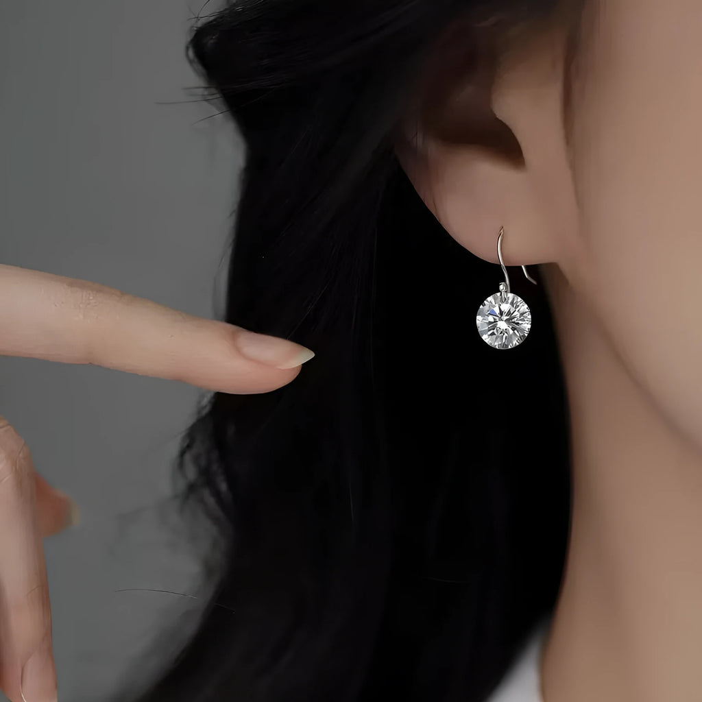 Women's copper geometric round zircon earrings casual style