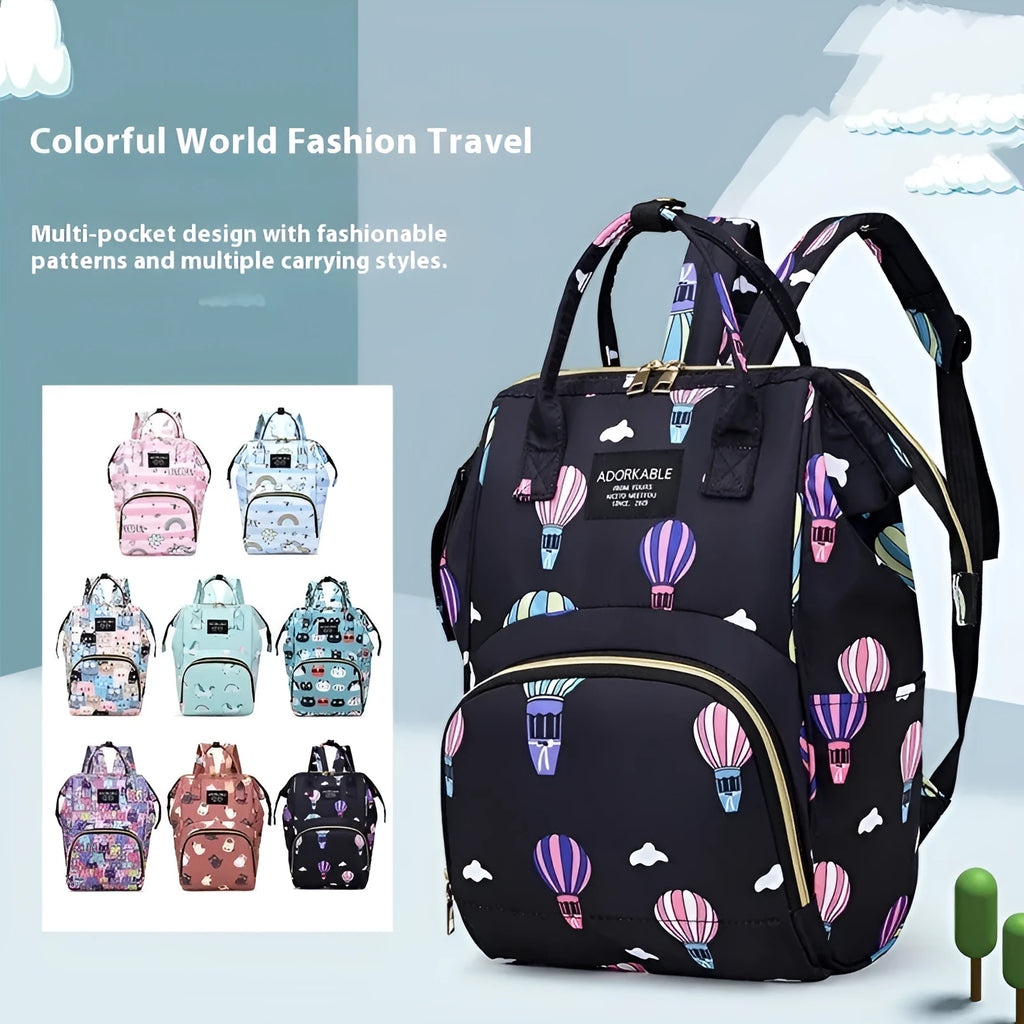Large capacity nylon casual handbag with animal print and airpillow straps