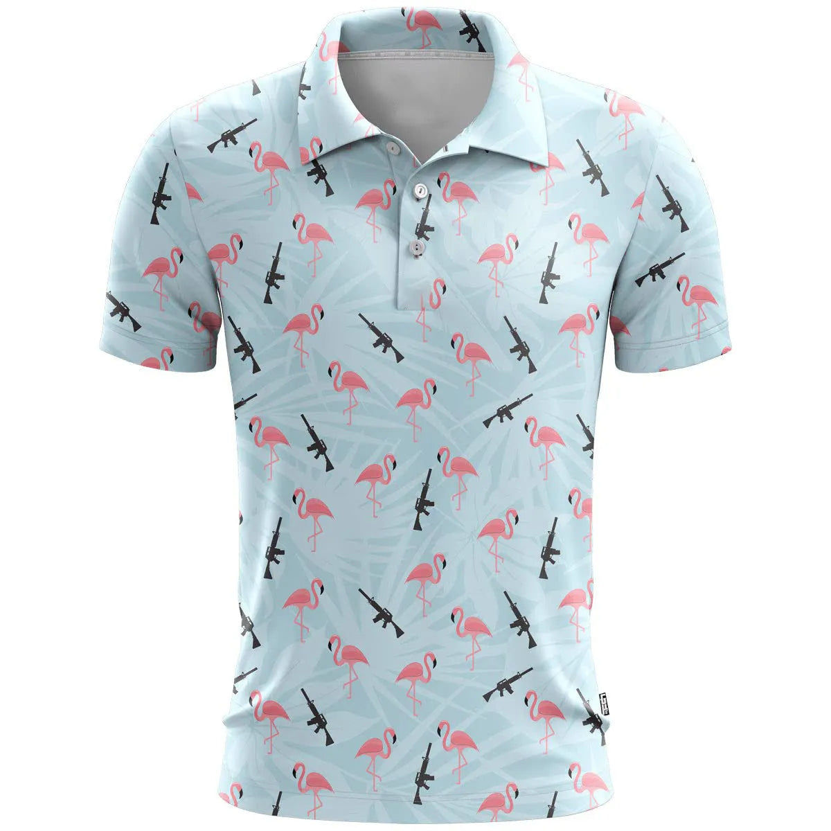 Man wearing a loose-fit 3D printed short sleeve sports top in bird eye polyester fabric, available in multiple colours.
