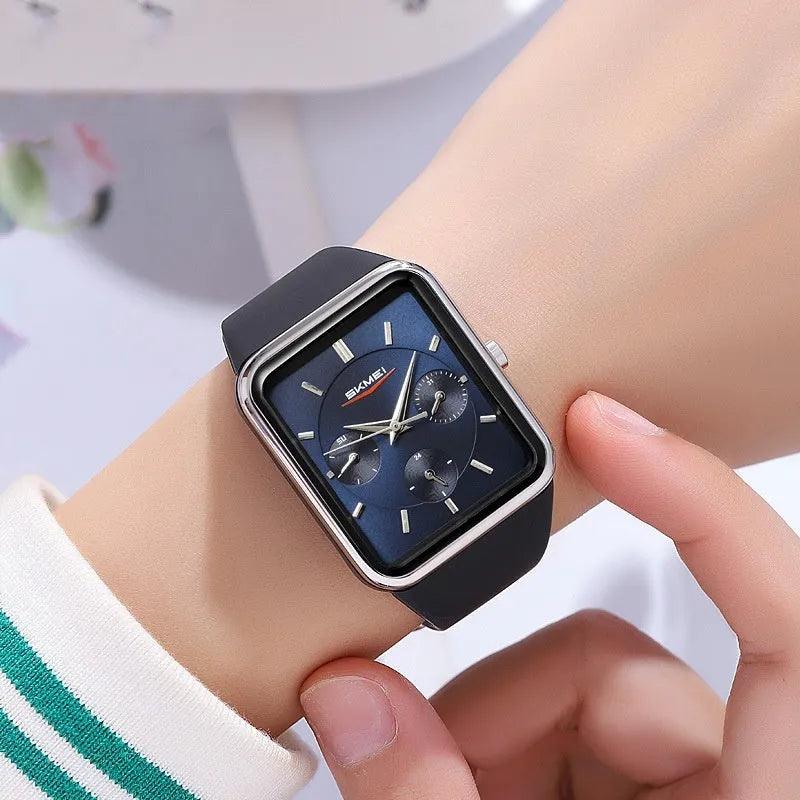 Square digital sports watch for girls with silicone strap in multiple colours