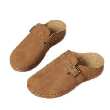 Women's casual wedge slippers with closed toe and rubber soles in multiple colour options
