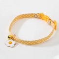 Adjustable cat collar with bell pendant and decorative bow tie in green, pink or yellow colours