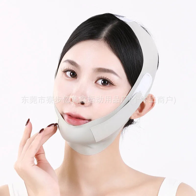 Small V face shaping mask in green and purple colours for facial lifting and anti-sagging support