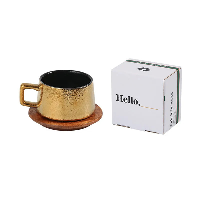 Office gift tumbler coffee cup suit with plated gift box showing gold and silver finish options
