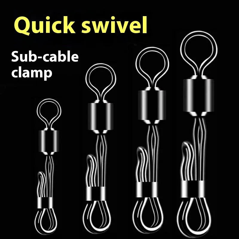 Brass quick change barrel swivel fishing tackle with 8-word ring for fast line changes.