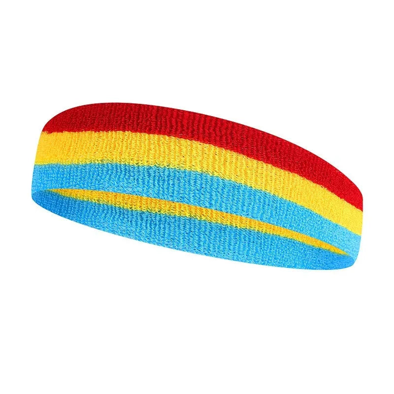 Sports headband for adults in multiple colour combinations including black red yellow