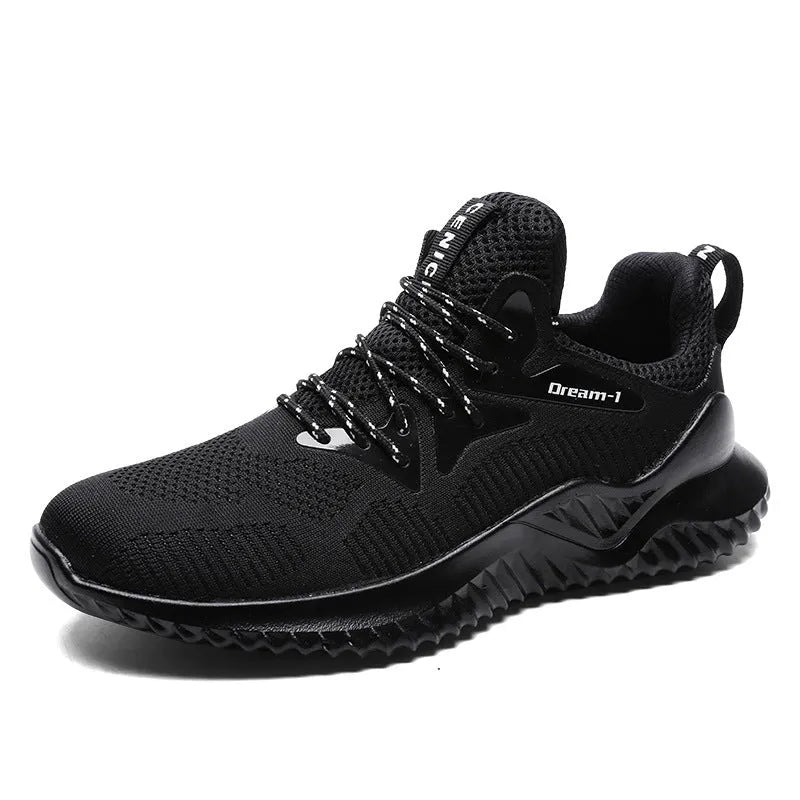 Low-top breathable running shoes in mesh with a front strap, shown in available colours.