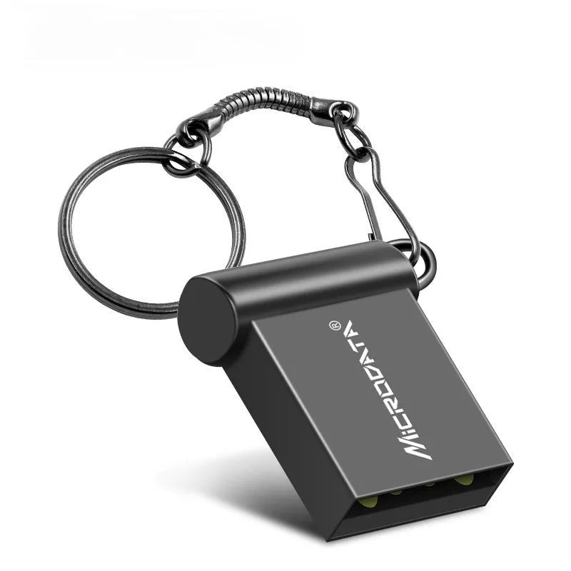 Silver metal USB flash drive on a chain necklace for portable data storage