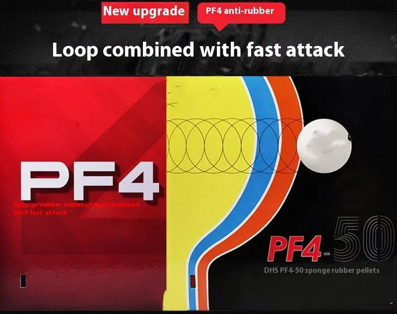 PF4-50 Fast Attack Sticky Classic table tennis racket in red or black with anti-spin rubber.