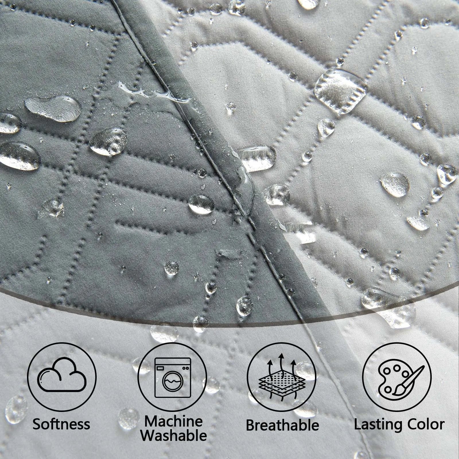 Reversible dark grey and light grey waterproof dog sofa cushion on a leather sofa
