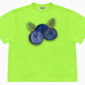Blueberry patchwork fruit print t-shirt in ice oxygen cotton loose fit