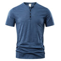 Men's solid colour slub cotton short sleeve casual shirt in British style pullover