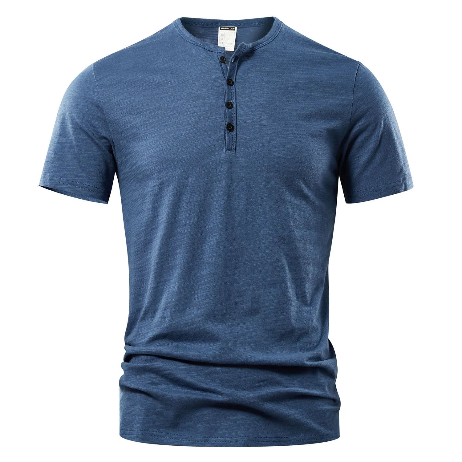 Men's solid colour slub cotton short sleeve casual shirt in British style pullover