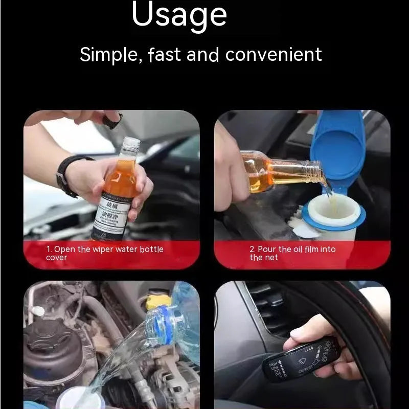 150ml Car Glass Oil Film Remover spray bottle in yellow and blue packaging options.