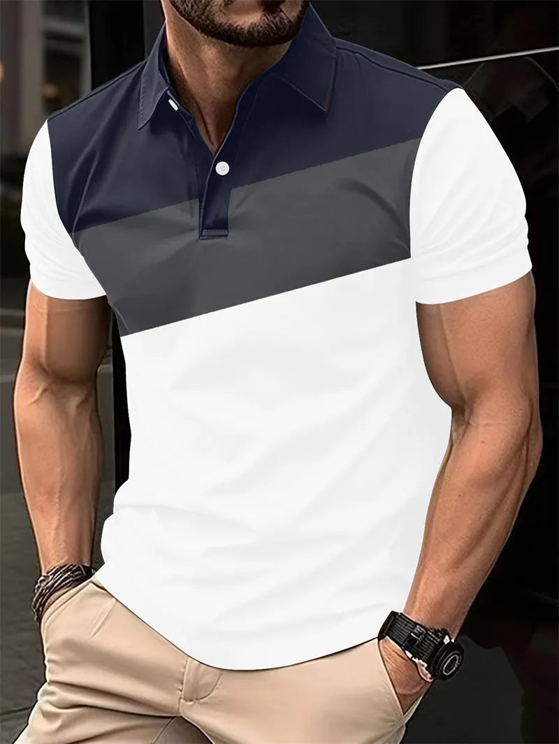 Man wearing a loose-fit short sleeve t-shirt with a 3D digital printed pattern in colour LM-PL047.