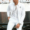 Men's white slim fit two-piece wedding suit set for spring ceremonies