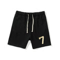 Men's cotton sports gym shorts in beige with drawstring waist and five-point length