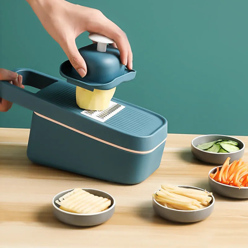 Multifunction kitchen grater with 304 stainless steel blade, PP body, in blue colour option