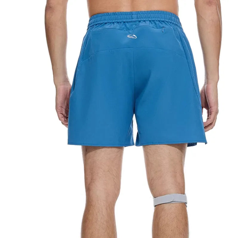 Men's black running shorts with laser stitching detail and stretch fabric for athletic training
