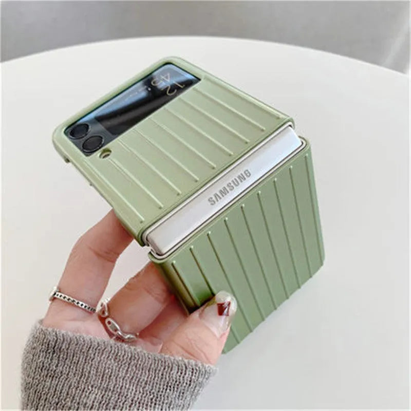 Samsung Z Flip3 ultra-thin flip phone case in seven colour options showing folding screen protection