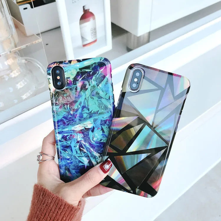 Green geometric triangle PC hard shell phone case for iPhone 7 8 4.7 inch model