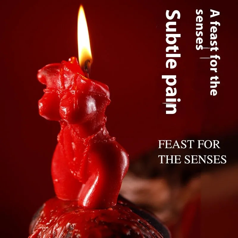 Low temperature soy wax candle in bikini shape, colour options: red, pink, purple.