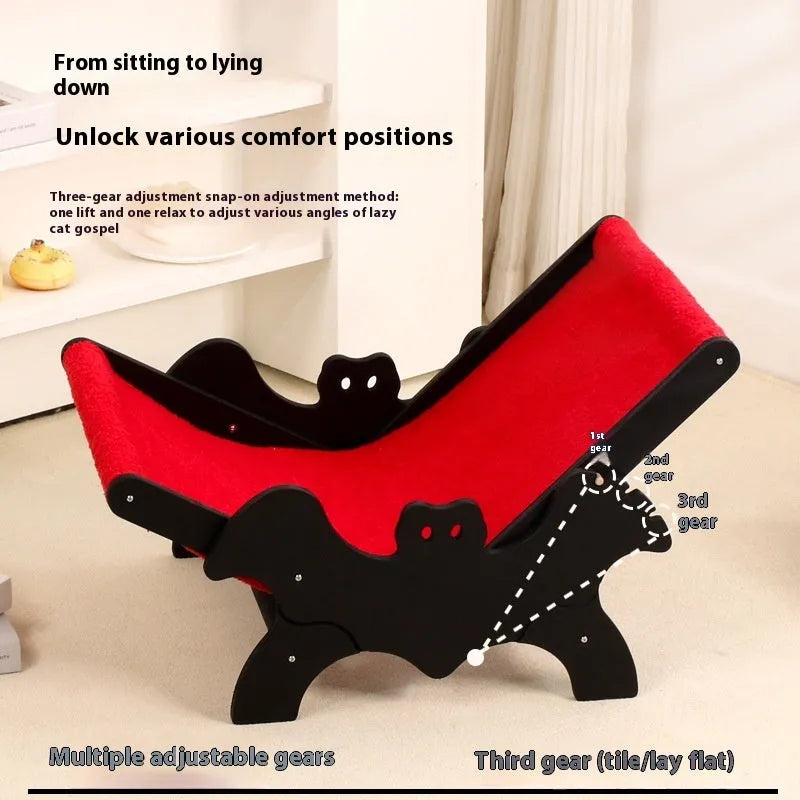 Black and red wooden cat recliner bed with cage enclosure, Halloween theme, MW-054 specification