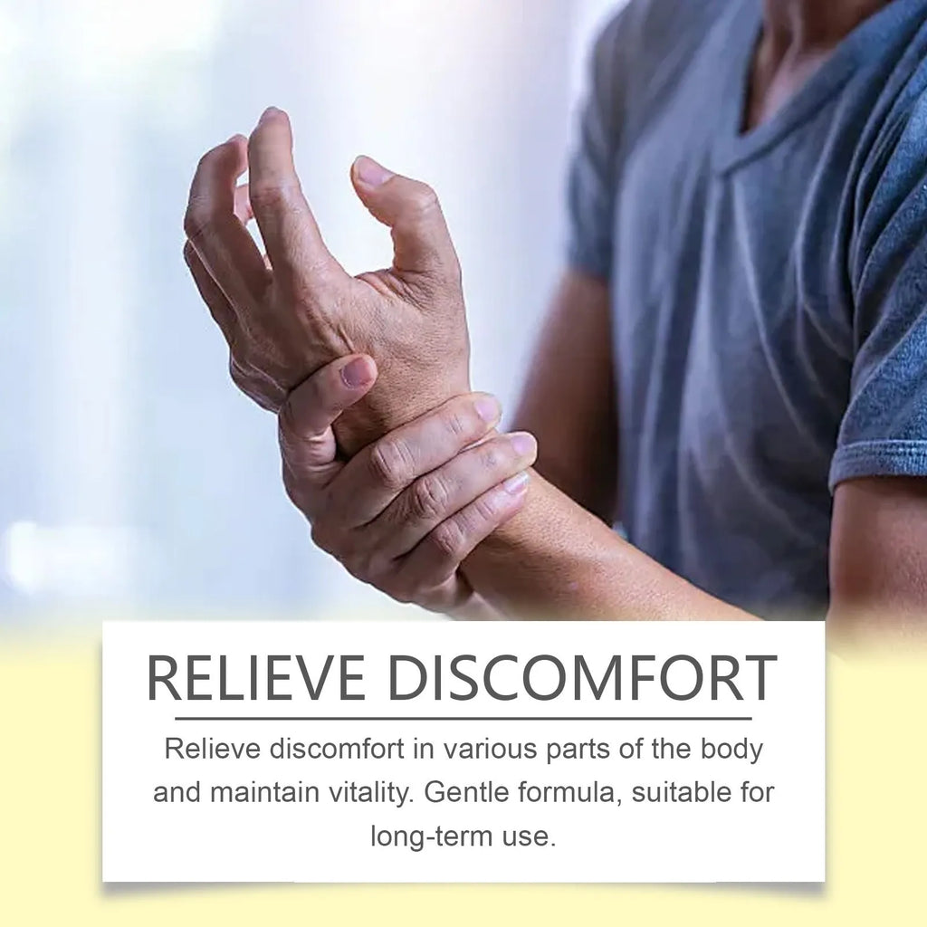Body care adhesive wrap kit bottle containing 60 capsules for joint comfort massage therapy