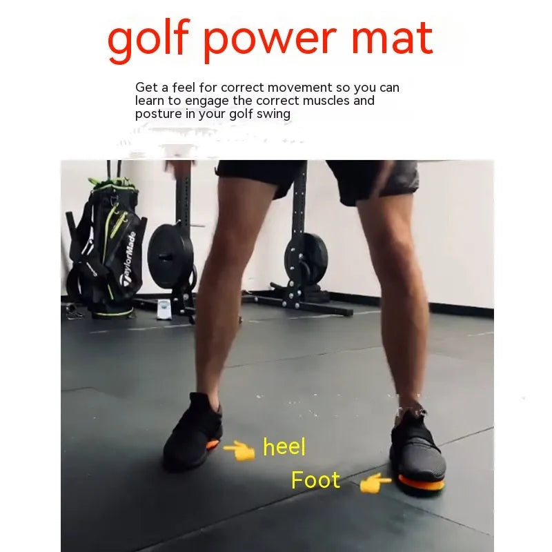 Orange red natural rubber golf training mat for centre of gravity and swing practice