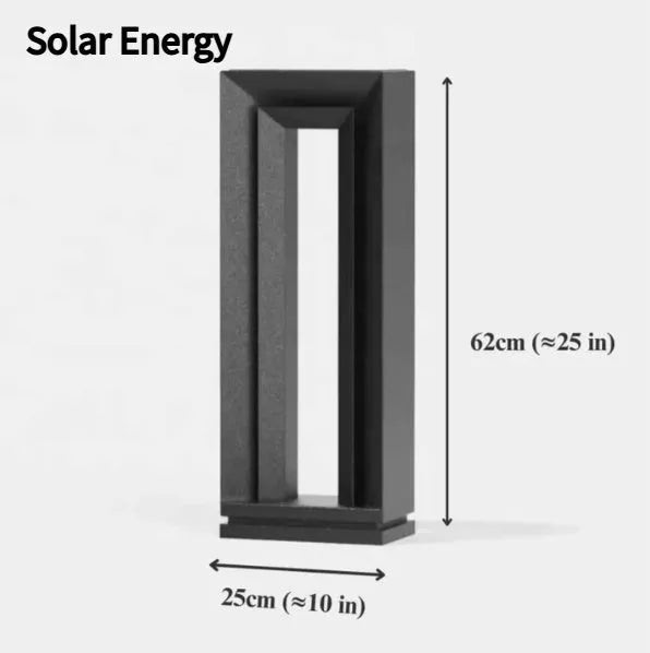62cm tall solar courtyard lamp with geometric abstract design for outdoor garden lighting