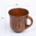 Japanese style solid wood coffee cup with natural wood grain in 301-400ml size range