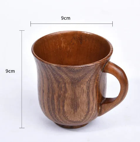 Japanese style solid wood coffee cup with natural wood grain in 301-400ml size range