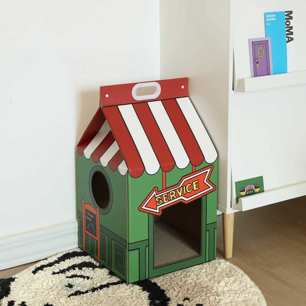 Central Perk theme cat house made from corrugated paper, 56cm height, for scratching and resting