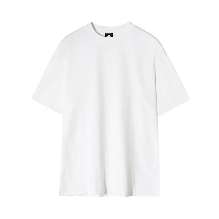 Men's slim fit cotton t-shirt in solid white colour showing round neck and half-length sleeves