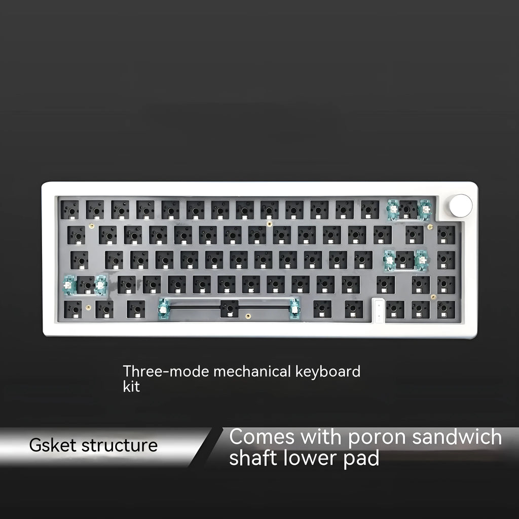 DIY RGB backlit mechanical keyboard kit with control knob shown in multiple colour options