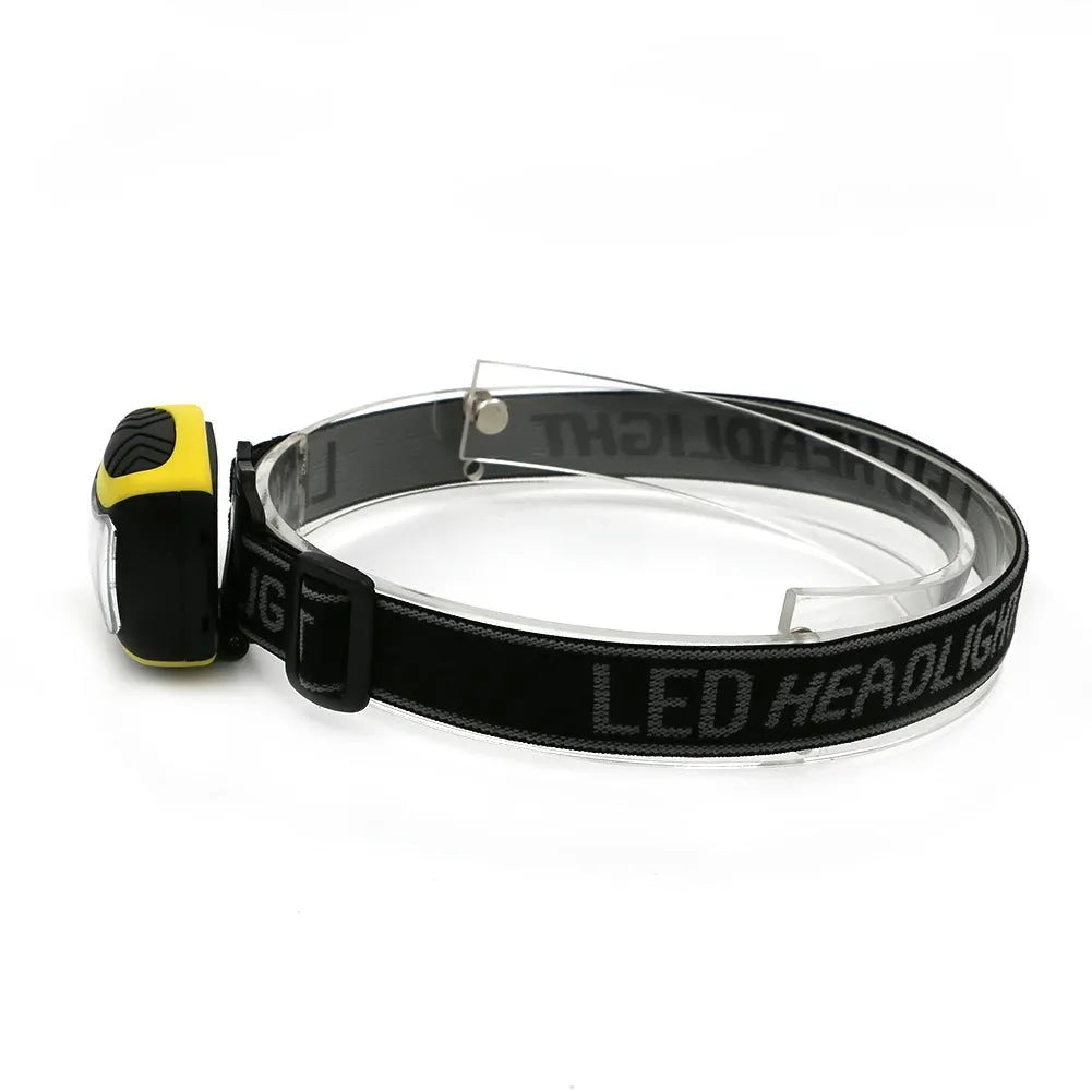 Yellow plastic three-speed COB headlamp with adjustable head strap for outdoor activities