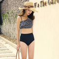 Black plaid split bikini set in nylon fabric with two colour options black or black white