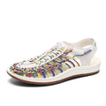 Elastic drawstring tie Roman sandals in multiple colours with a non-slip rubber sole.