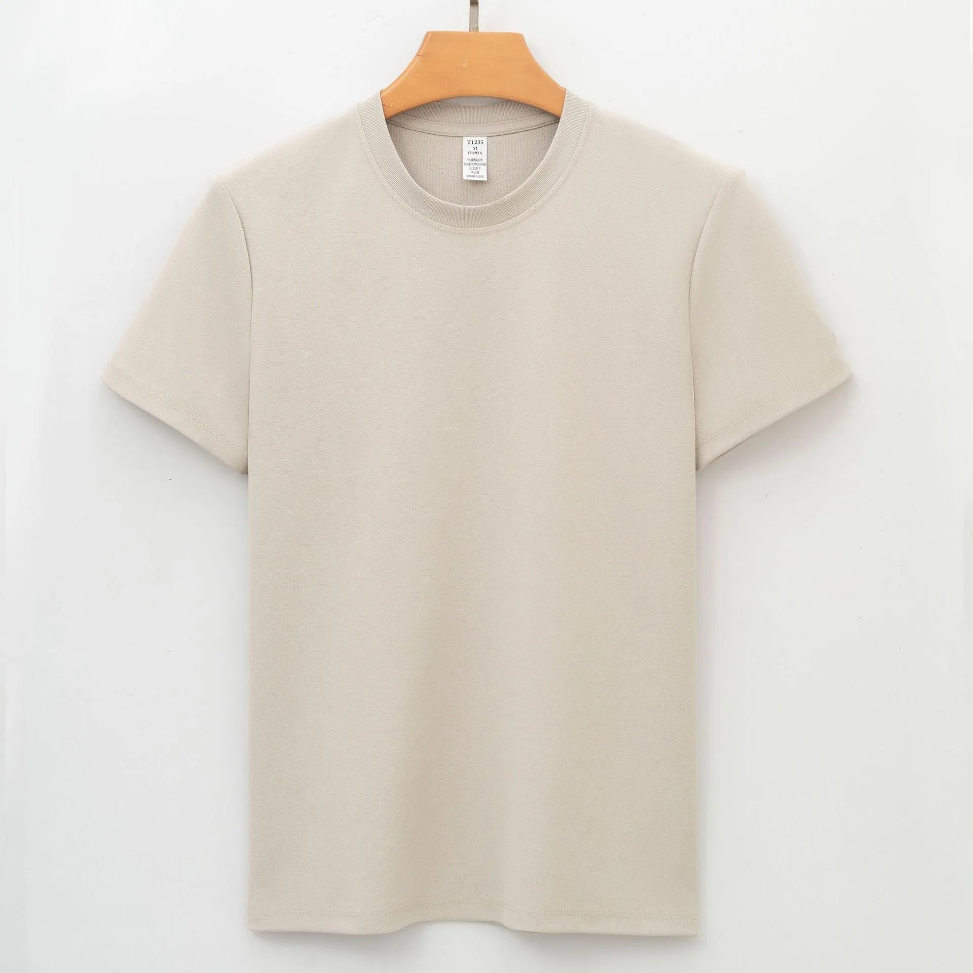 Men's antibacterial quick-dry short sleeve t-shirt in solid colour