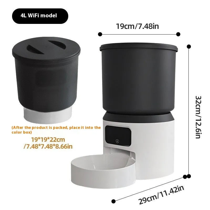 4L smart pet feeder with wifi remote control and optional video monitoring camera