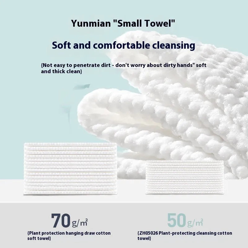 Hanging disposable face towel roll with 100 soft cloths made from viscose and polyester blend