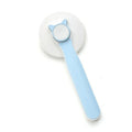 Blue grey pink self-cleaning slicker brush for dogs and cats with ergonomic handle