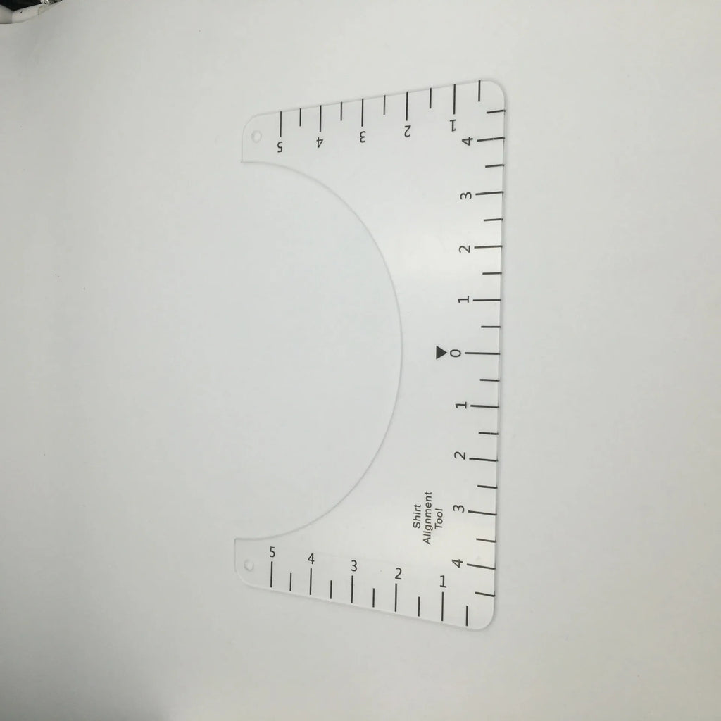 Transparent acrylic sewing patch ruler 10x6 inches for t-shirt alignment with carved markings