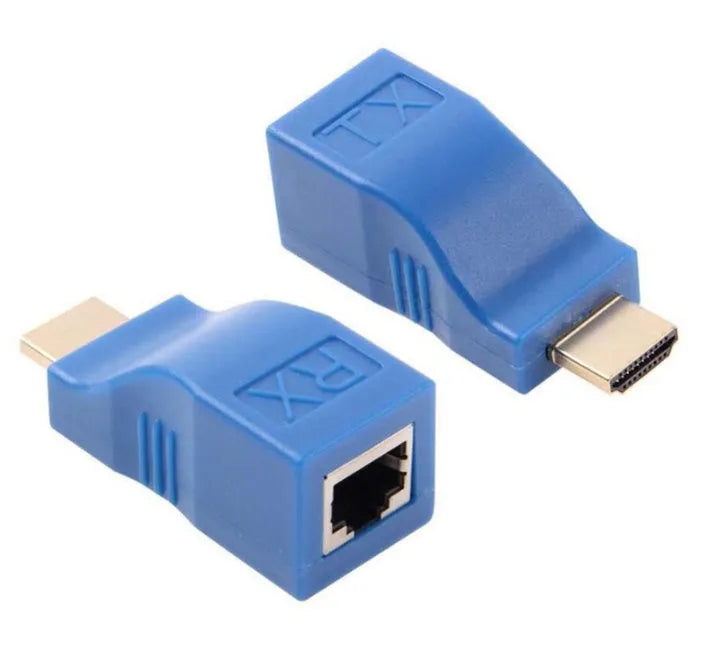 HDMI extender transmitter and receiver units with Cat-5e/6 cable for 30 metre 1080P signal extension