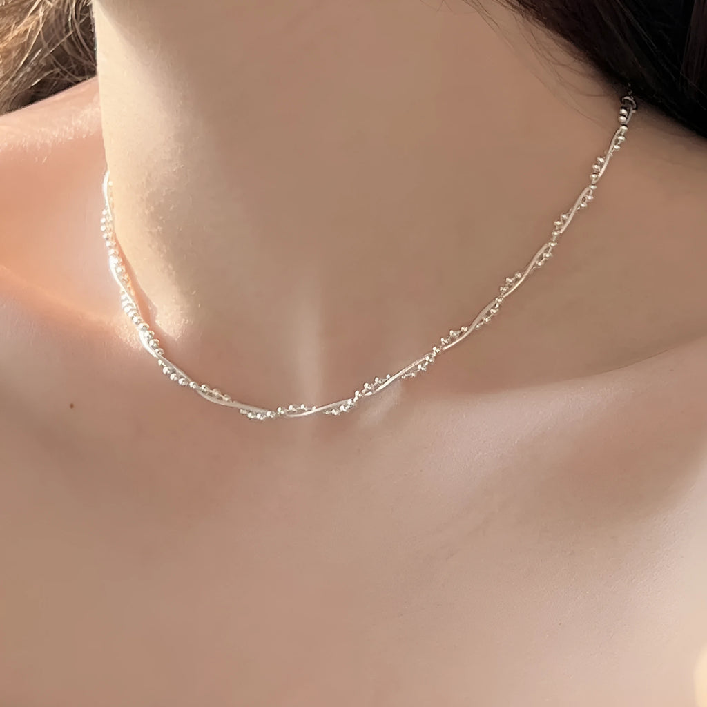 925 sterling silver geometric necklace for women with electroplated silver finish