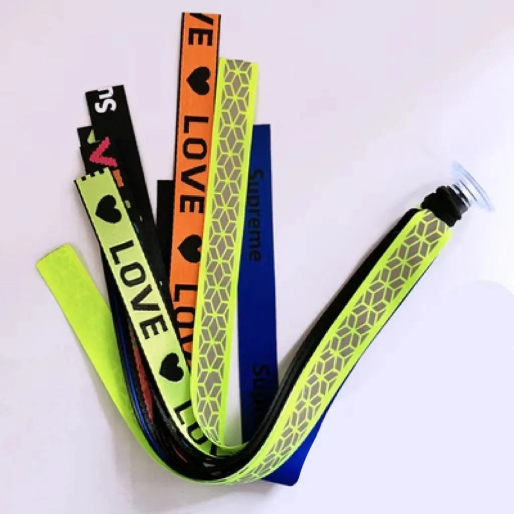 A colourful helmet streamer accessory for children's sports helmets and doll decoration.