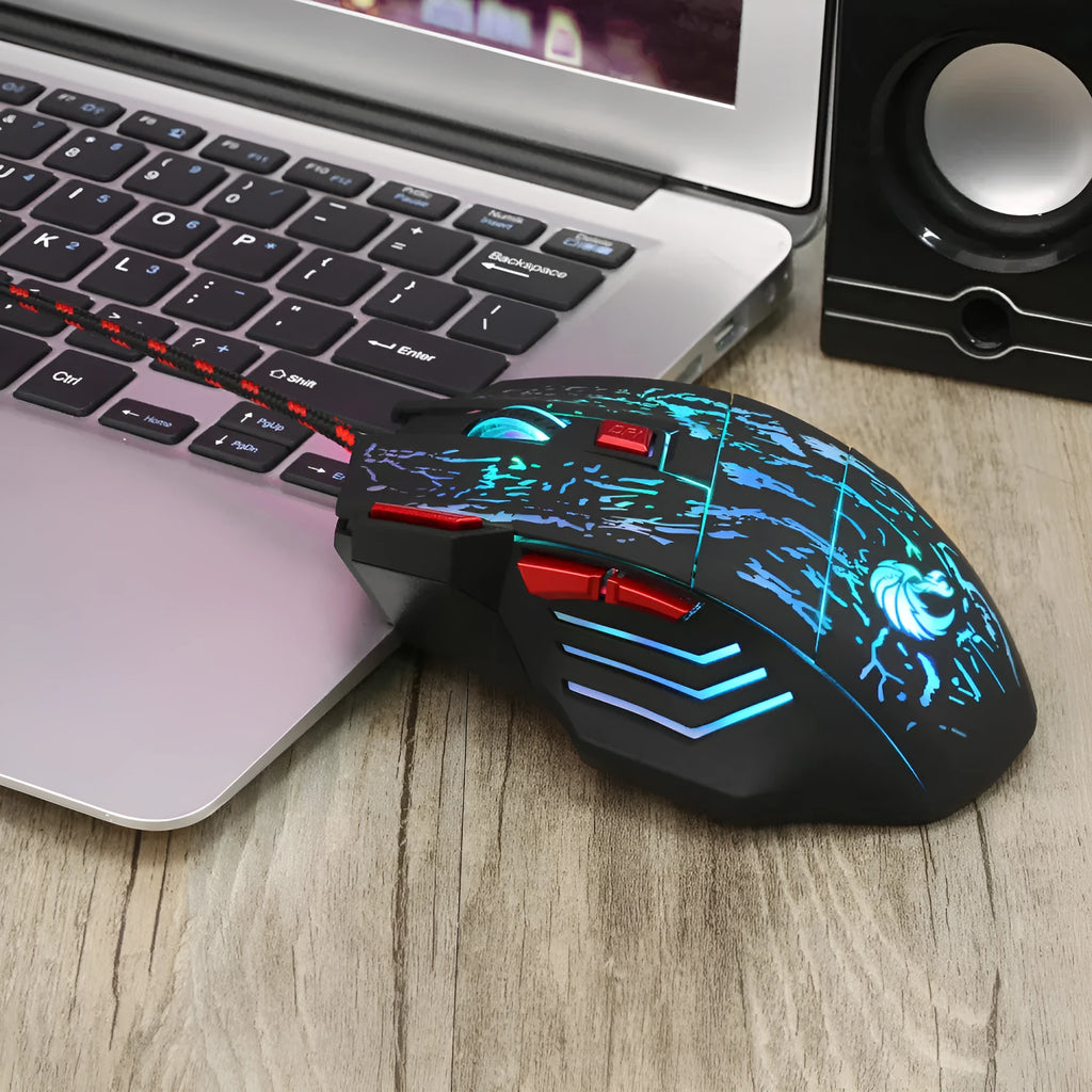 H300BK coloured gaming mouse with colourful luminous lighting and 1.5 metre USB cable