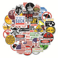 Waterproof motorcycle helmet stickers pack with warning slogans and graffiti designs