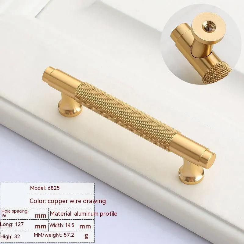 Brushed brass aluminium furniture handle with European style design for cupboard and drawer installation